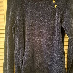 Lilly Pulitzer Navy Blue Sweater with Gold Palm Tree Accent